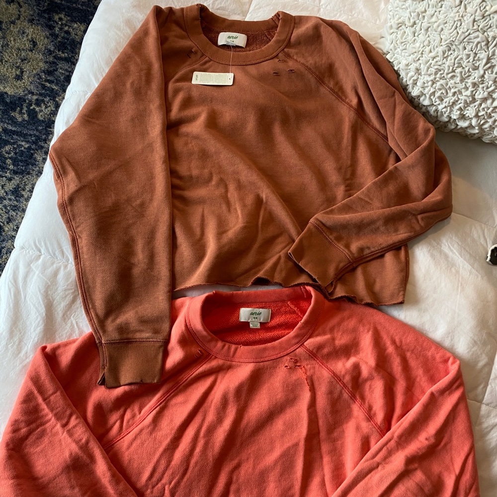 Aerie Distressed Orange/Rust Sweatshirts! 1 NWT.